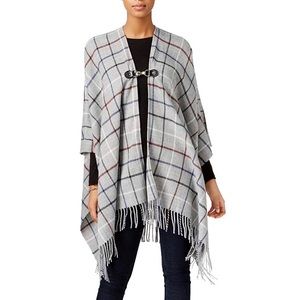 Charter Club WNS Interlock Windowpane Poncho